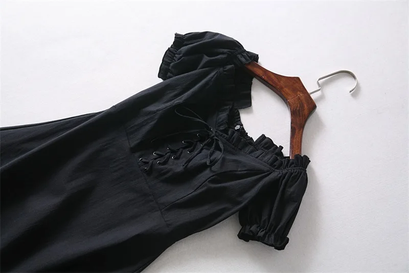 Женское мини-платье с рюшами и окантовкой на шее, винтажное кружевное платье с открытыми плечами
