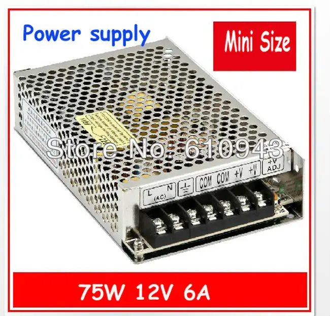 

MS-75W-12V Mini size LED Switching Power Supply Transformer 110V 220V AC to DC output 6A