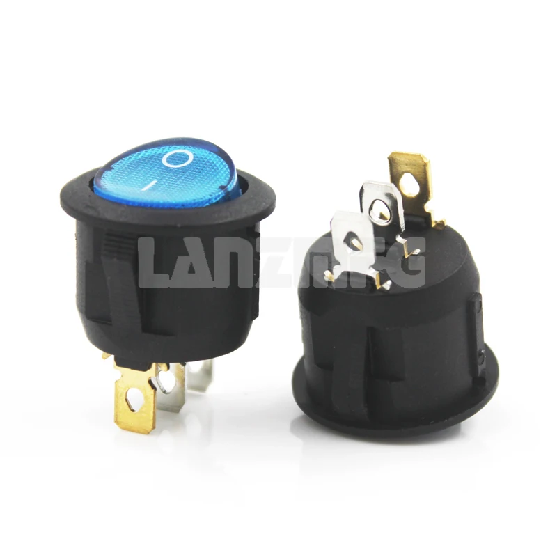 

KCD2-101N blue light Round 23mm Diameter Black body 3Pin ON-OFF Rocker Switch