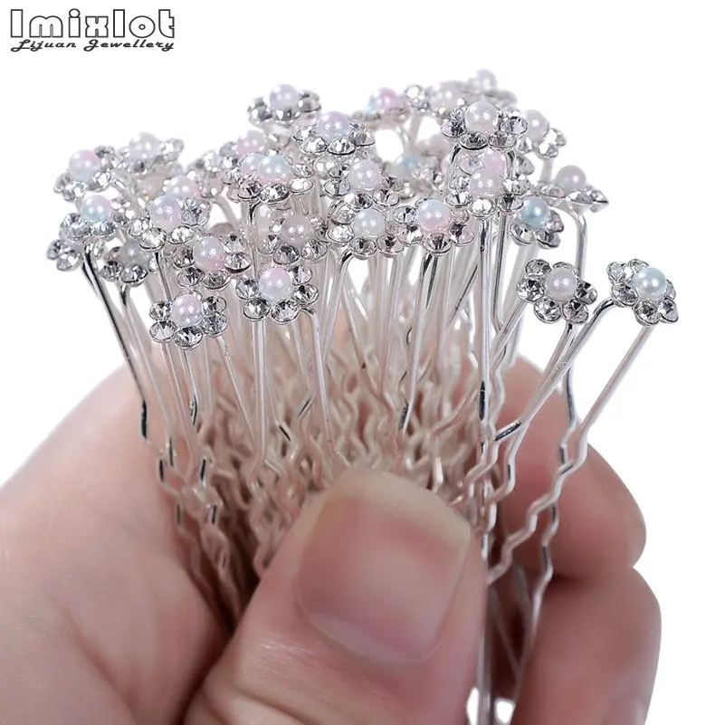 

Imixlot 40 PCS Simulated Pearl Flower Hair Pins Wedding Bridal Hairpins Bridesmaid Hair Clips Women Hair Jewelry Accessories