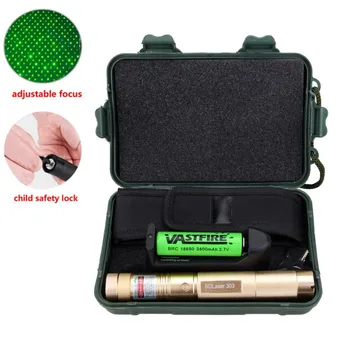 

Green Laser Pointer Pen Light Visible Powerful device 1mw 532nm Adjustable Focus Leisu 10 miles Military+18650 battery+charger