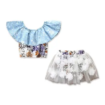 

Summer Newest 2PCS Cute Toddler Baby Girl Outfits Clothes Lace Print Tops T-Shirt+Tutu Shorts Dress Set