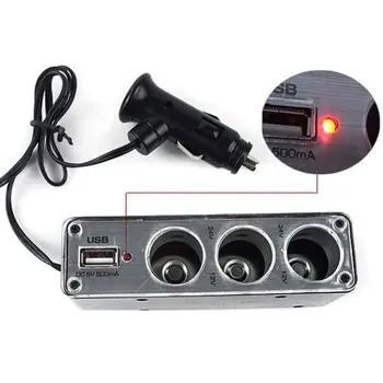 

2018 3 Way Multi Socket Car Cigarette Lighter Splitter USB Plug Charger DC 12V/24V Triple Adapter With USB Port CSL88