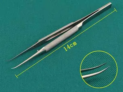Нержавеющая сталь микроскопические Пинцет хирургические офтальмологические инструменты хирургические инструменты круглая ручка прямой локоть 0,15 мм острым - Цвет: E