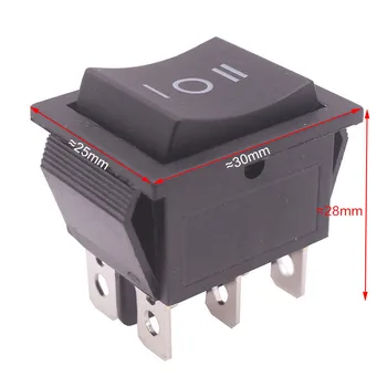 

2 Pcs Black Button Rocker Switch 6 Plugs Third Gear 30 * 25 * 27mm 16A 250V/ 20A 125V AC Electrical Equipment Switches Wholesale