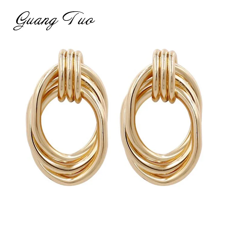 

ES125 European Creative Woven Metal Earrings 2019 New Fashion Jewelry Exaggerated Earrings For Women Bar Rock Roll Accessories