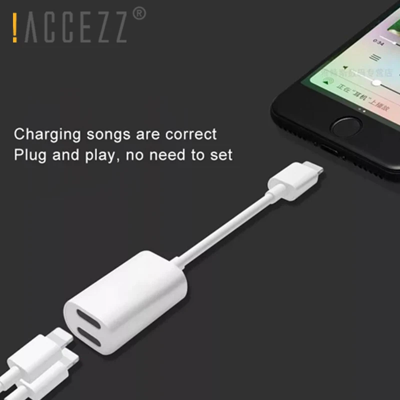 ACCEZZ 2 в 1 двойное освещение зарядки прослушивания адаптер для IPhone X XR XS MAX 7 8 Plus IOS 11 Hearphone аудио зарядное устройство конвертер