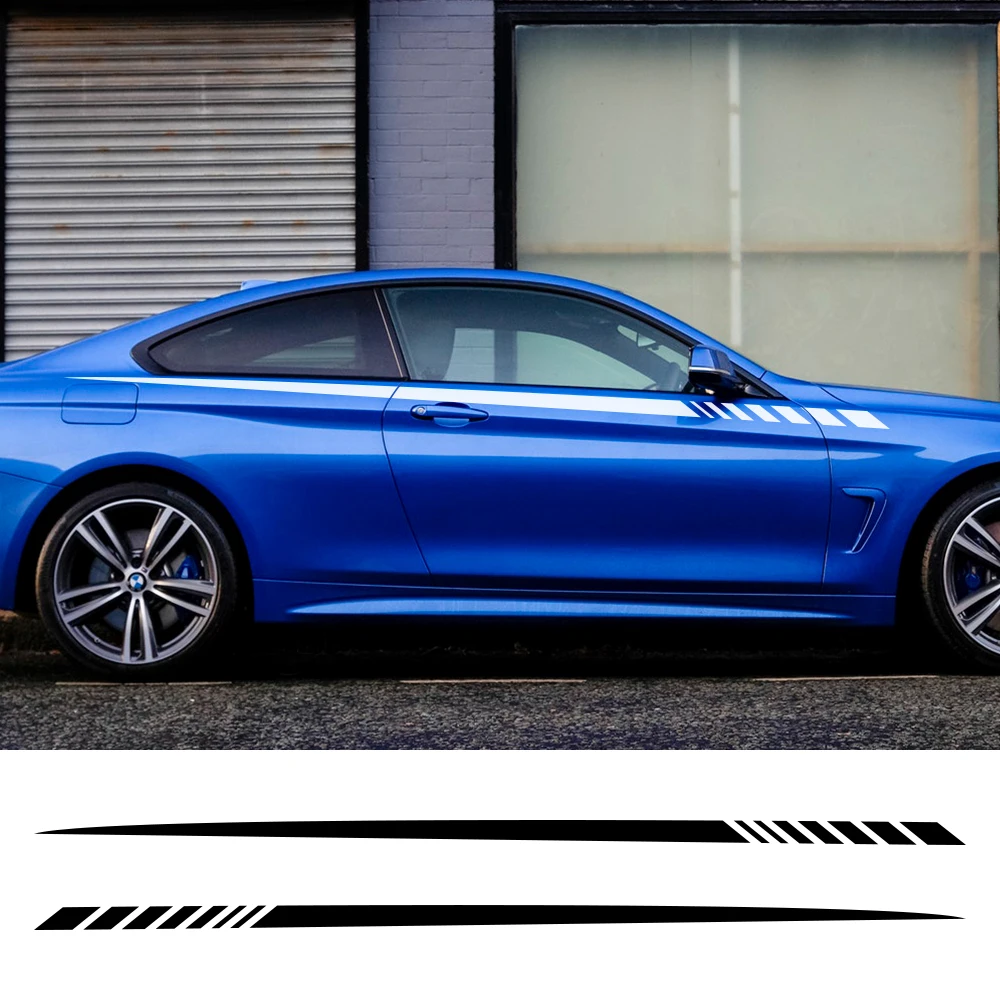 

2pcs Car Long Stripe Sticker Both Side Body Auto Vinyl Wrap DIY Decals Car Racing Sports Styling Stickers Car Tuning Accessories