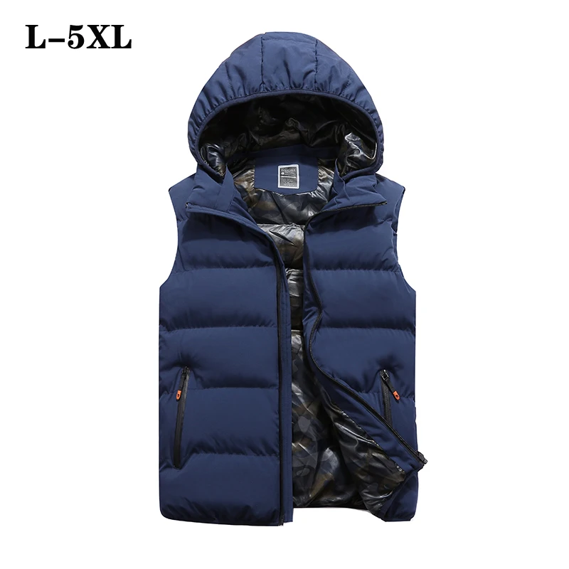 

Mens Winter Sleeveless Jacket Men Down Vest Men's Warm Thick Hooded Coats Male Cotton-Padded Work Waistcoat Gilet Homme Vest