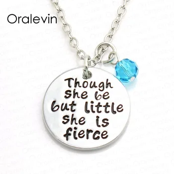 

Though she be but little she is fierce Inspirational Necklace Hand make Jewelry 20Pcs/Lot #LN1321-N