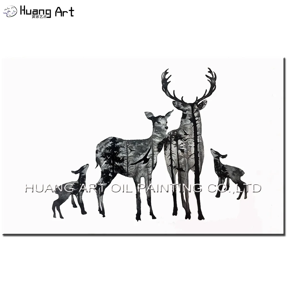 Download Hand Painted Modern Deers Family Oil Painting On Canvas Animal Oil Picture For Home Decor Landcape Tree On Deer Wall Picture Oil Painting Paintings On Canvasoil Painting On Canvas Aliexpress