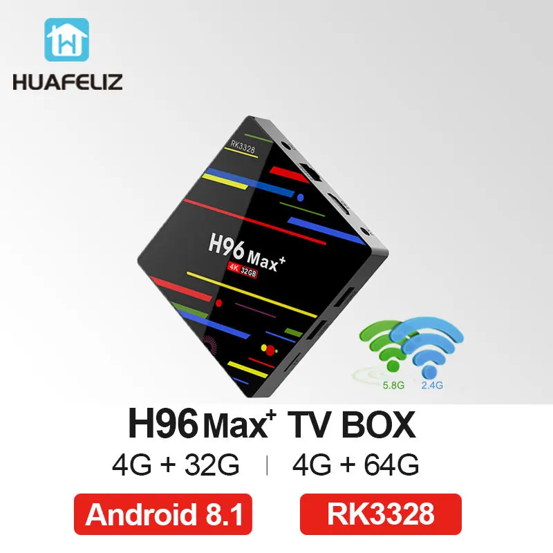

H96 MAX Plus 4G+32G/64G Android8.1 RK3328 Quad-Core 64bit WiFi 2.4G/5G BT4.1 Support 2.4GHz wireless mouse and keyboard