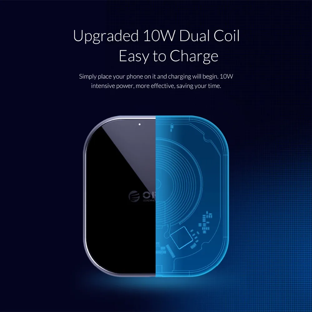 ORICO Беспроводное зарядное устройство для samsung Galaxy S7/S8/S9 быстрая USB Беспроводная зарядка 10 Вт для iPhone X