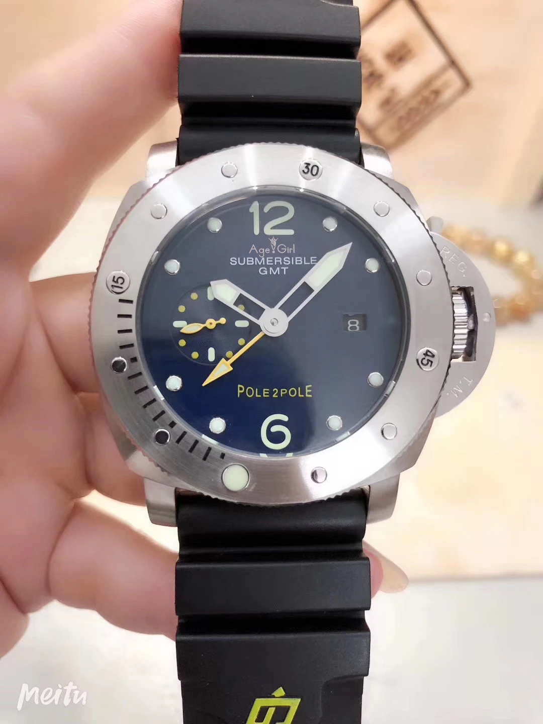 

Luxury Brand Men Automatic Mechanical Sapphire Stainless Steel 1950 Titanio Pole 2 pole Watch 3 Day Luminous GMT Sport Watches