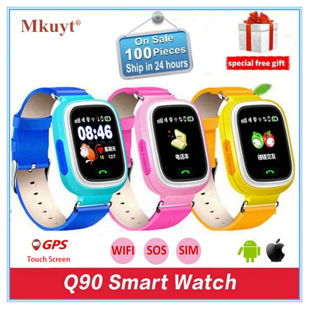 MKUYT Q90 Kids Children GPS Phone Positioning Smart Watch 1 22 Inch Color Touch Screen SOS