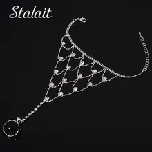 8 Стиль Мода Полный горный хрусталь длинные цепи кольцо браслет для женщин модного серебристого цвета браслет и браслет свадебный подарок аксессуары