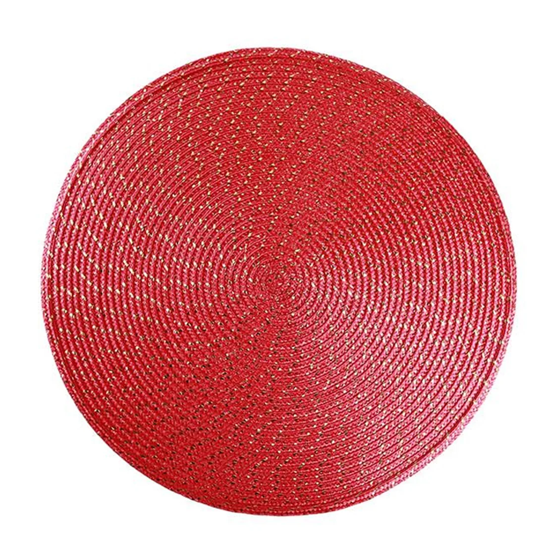 red 36cm Детский стол круглый Овальный тканый коврик для тарелок ПП проволочный тканый коврик кухонный обеденный коврик ручной работы - Цвет: red 36cm