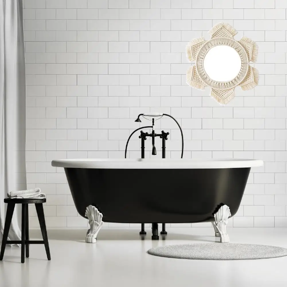 

Mirror Round Bohemian Style Mirror Macrame Hand Made Cotton Rope Home Hanging Wall Mirror Decoration Sun Flower Shape