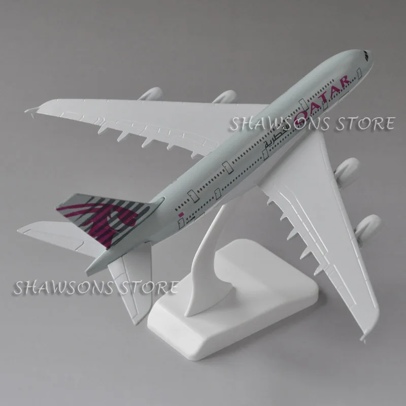 Diecast Металл 1:400 игрушка в виде самолета Airbus A380 Катар Airliner 20 см миниатюрная копия