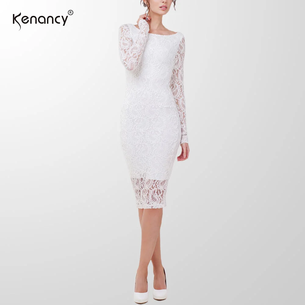 Kenancy 3XL размера плюс, сексуальное кружевное платье, женские вечерние и Клубные платья с длинным рукавом, длина до колена, перспективное облегающее платье, Vestidos, элегантное, 2 цвета
