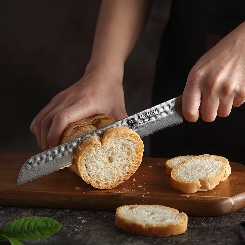  XINZUO 6PCS Kitchen Knives Set High Carbon VG 10 Japanese Damascus Steel Chef Bread Nakiri Santoku  - 32993892303