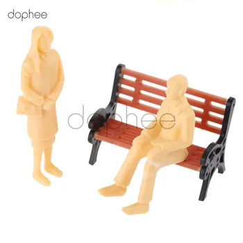 

dophee 20pcs 1:30 White Model People + 5pcs Model park bencFigures Passenegers Train Scenery