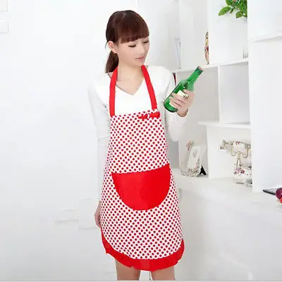 New Cute Bib Apron Dress Vintage Kitchen Women Bowknot with Pocket Gift