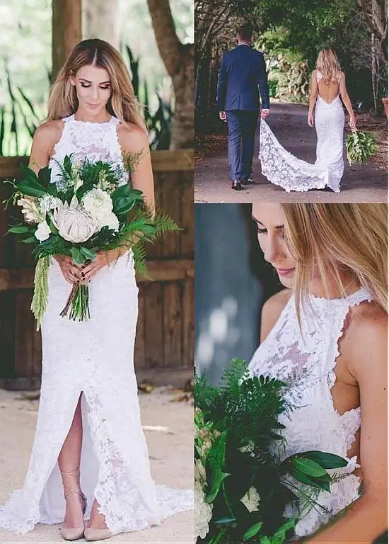 Lace Vestido De Noiva 2019 Wedding Dresses Mermaid High ...