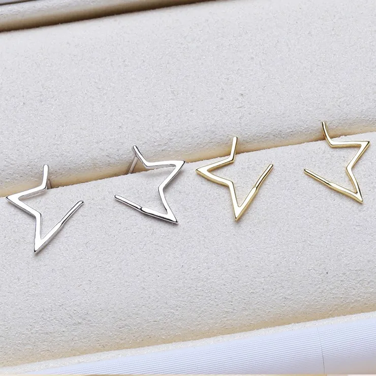 

2 Color 925 Sterling Silver Pearl Earrings Fashion Five Star Stud Earrings Findings Jewelry Parts Fittings Women's Accessories