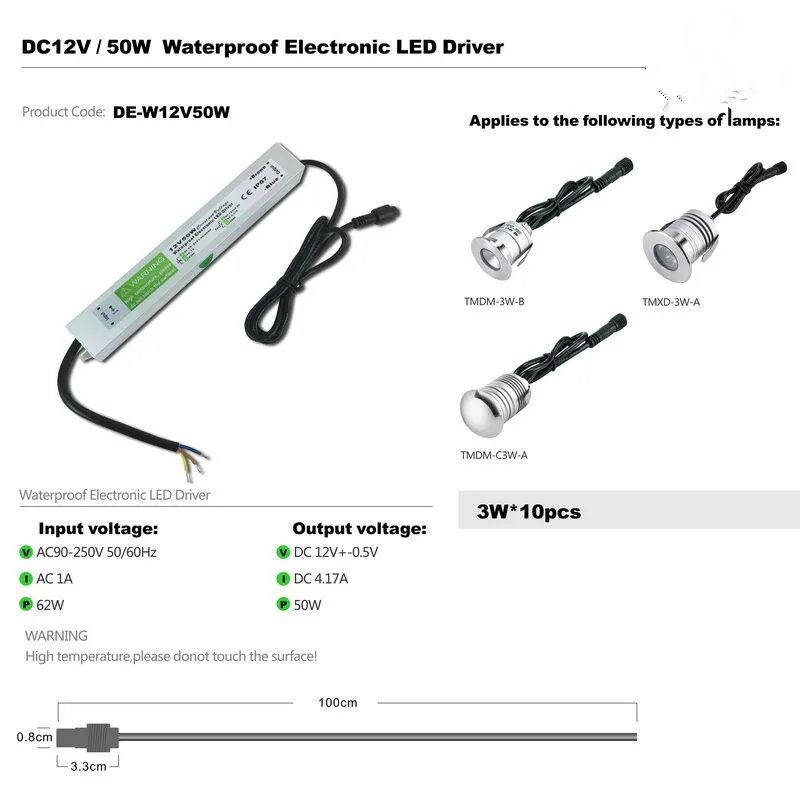 12 V 20 W 50 W утопленные лампы светодиодный драйвер адаптер трансформаторный блок Питание IP67 Водонепроницаемый CE по ограничению на использование опасных материалов в производстве US/UK/EU/AU стандарт