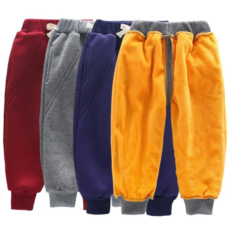 

New 2018 Children Clothing Boys Winter Pants With Fleece Warm Long Trousers For Boys Thickening Pants Kids Clothes 2-8 Year W35