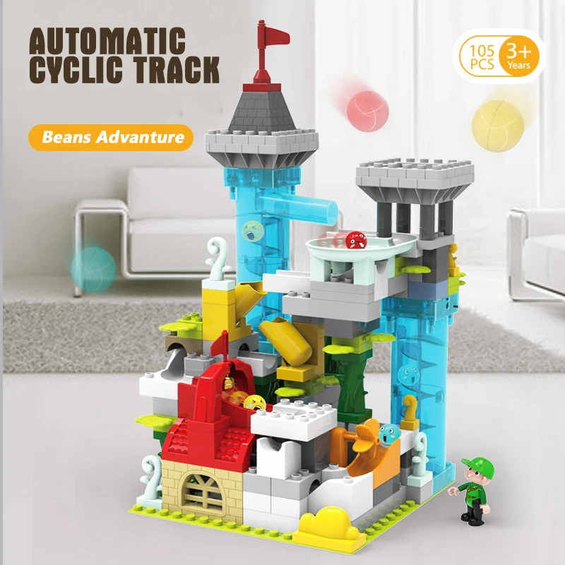 

MEOA 1104 New Automatic Cyclic Track Set Electric Marble Race Run Ball Building Blocks Educational Bricks Friends Castle Model