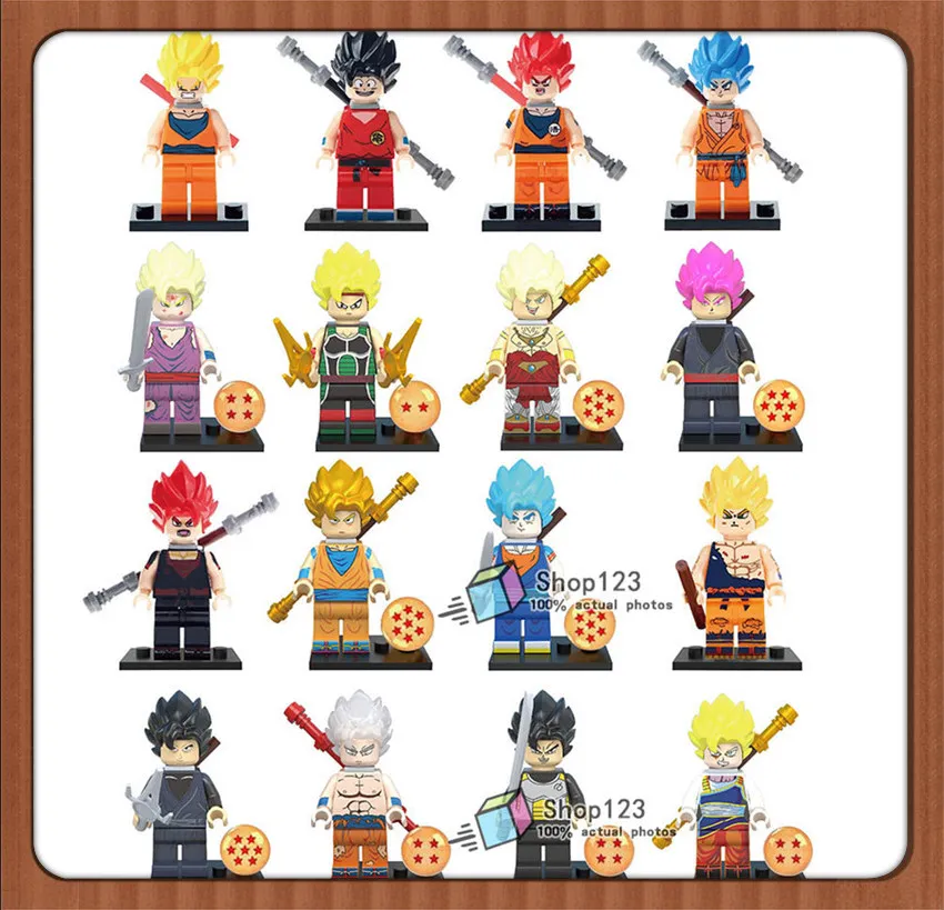

16pcs/lot Building Blocks Dragon Ball Z Goku Vegeta Perfect Cell Majin Bardock Bricks Toys Gifts For Children