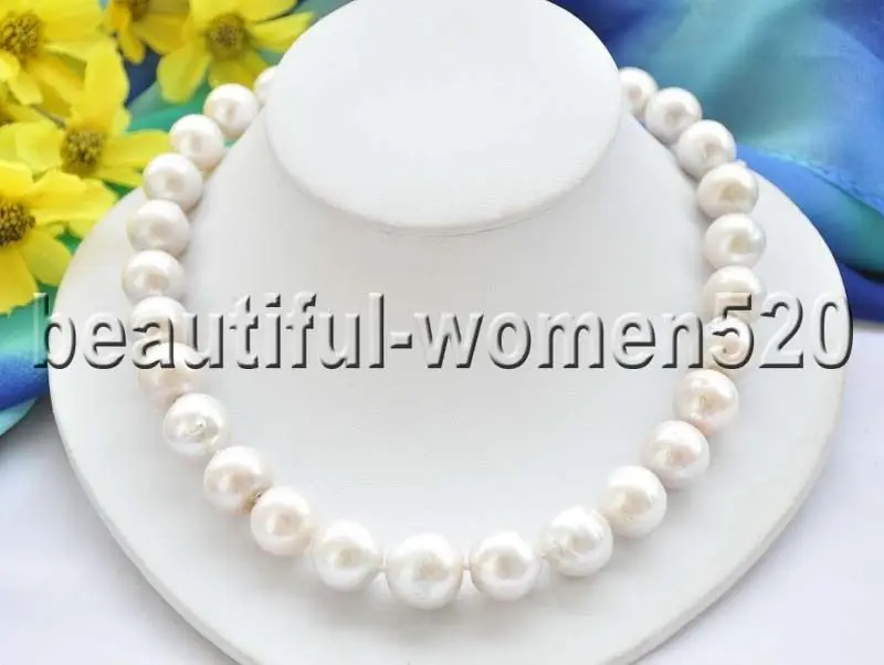 

Z7279 HUGE 16mm WHITE ROUND Edison KESHI PEARL NECKLACE 18inch