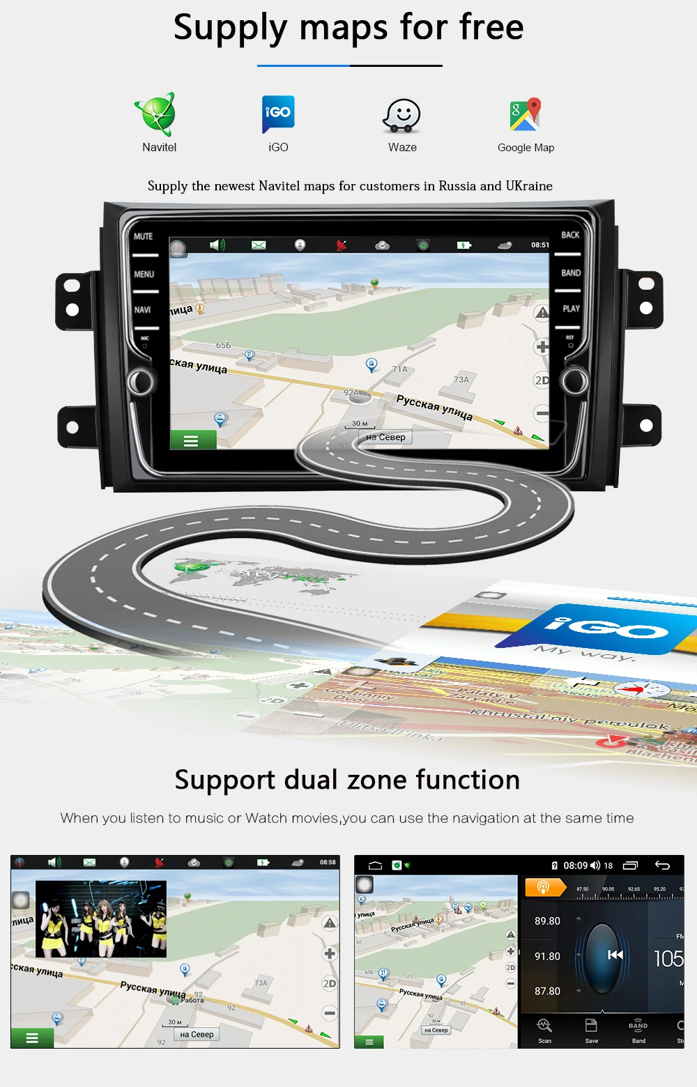 Sale Funrover android 9.0 car dvd multimedia player for SUZUKI SX4 SX-4 2006-2013 2 din car radio gps navigation stereo headunit DSP 13
