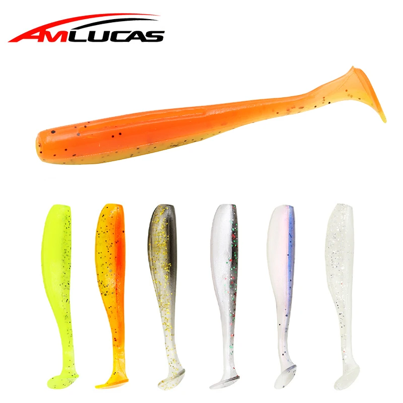 

Amlucas Hot 10Pcs/lot Soft Fishing Lure Swimbaits Artificial Lure 65mm 1.9g Silicone Soft Bait Double Color Carp Fishing WE256