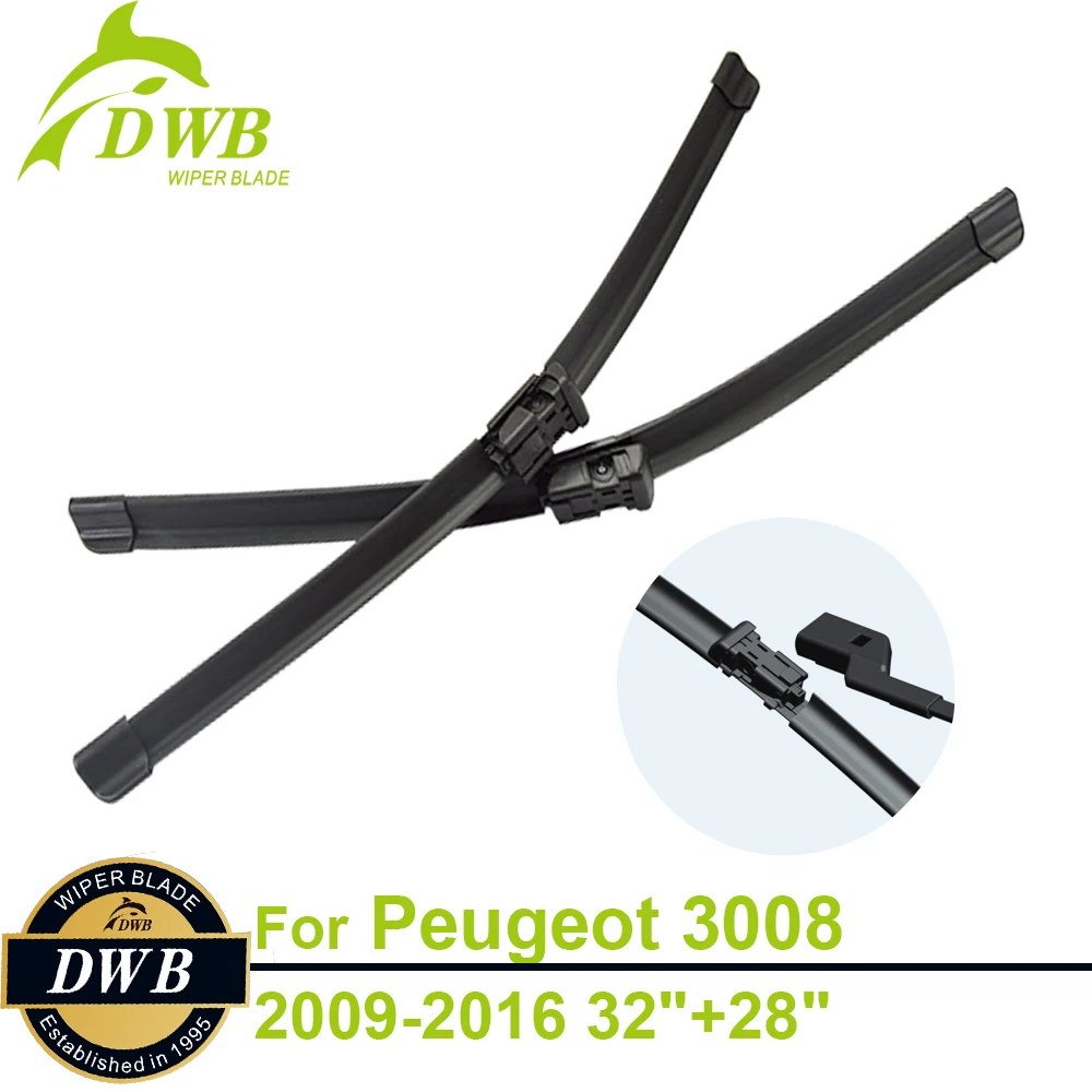 

Wiper Blades for Peugeot 3008 2009-2016 32"+28", 2pcs Free Shipping, Exact Fit Windscreen Wipers