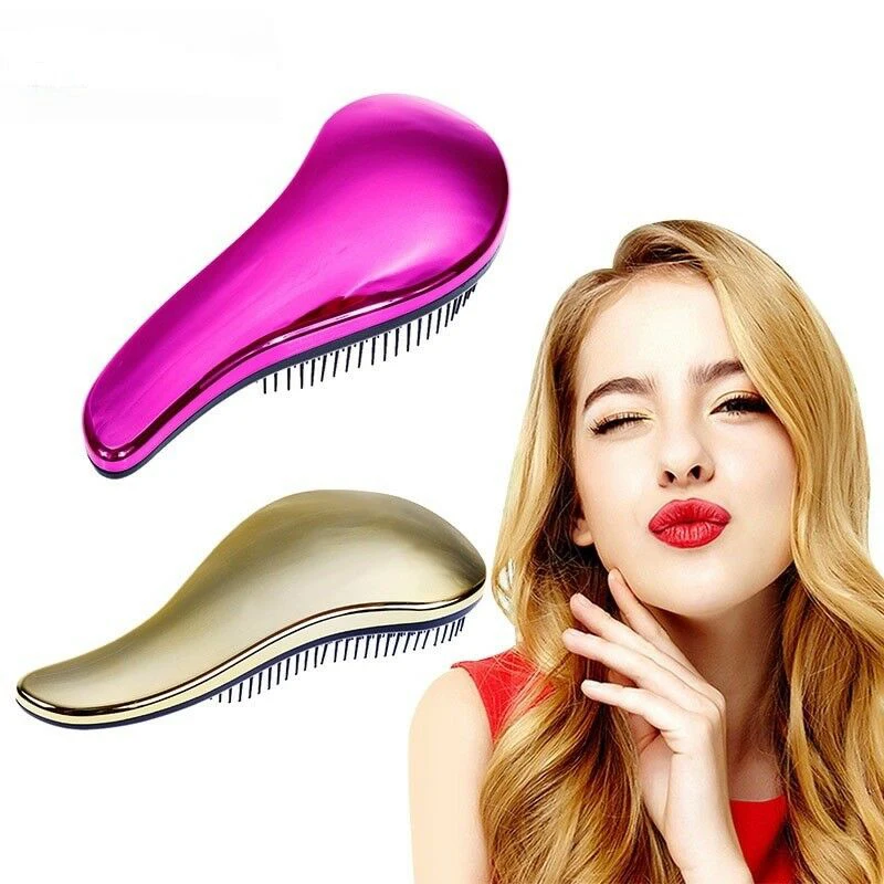 

2019 New Anti-static Hair Brush Comb Styling Tools Shower Electroplate Detangling Massage Combs for Salon Styling
