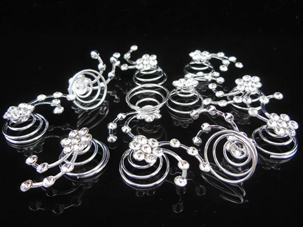 

12 Pcs New Arrived Fashion Flower Bridal Wedding Prom Crystal Rhinestone Twists Spins Hair Pins Hairgrips Hairpins Accessory