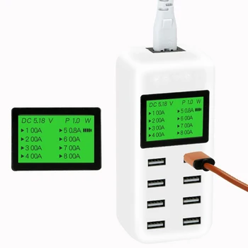 

8-Port Usb Charger Station Smart USB Charger 5V/8A LCD Display Desktop Travel Portable USB Charging Station for Mobile Phones