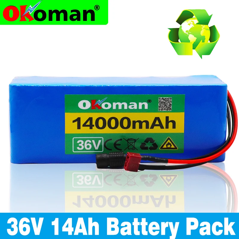 Okoman 10S4P 36V 14000mah 500w Высокая Мощность 42v 14AH 18650 литиевая батарея электрический