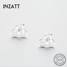 INZATT Rock, настоящее 925 пробы, серебряные, в форме велосипеда, трендовые серьги-гвоздики, ювелирные изделия для девушки, подарок, вечерние украшения, Brincos