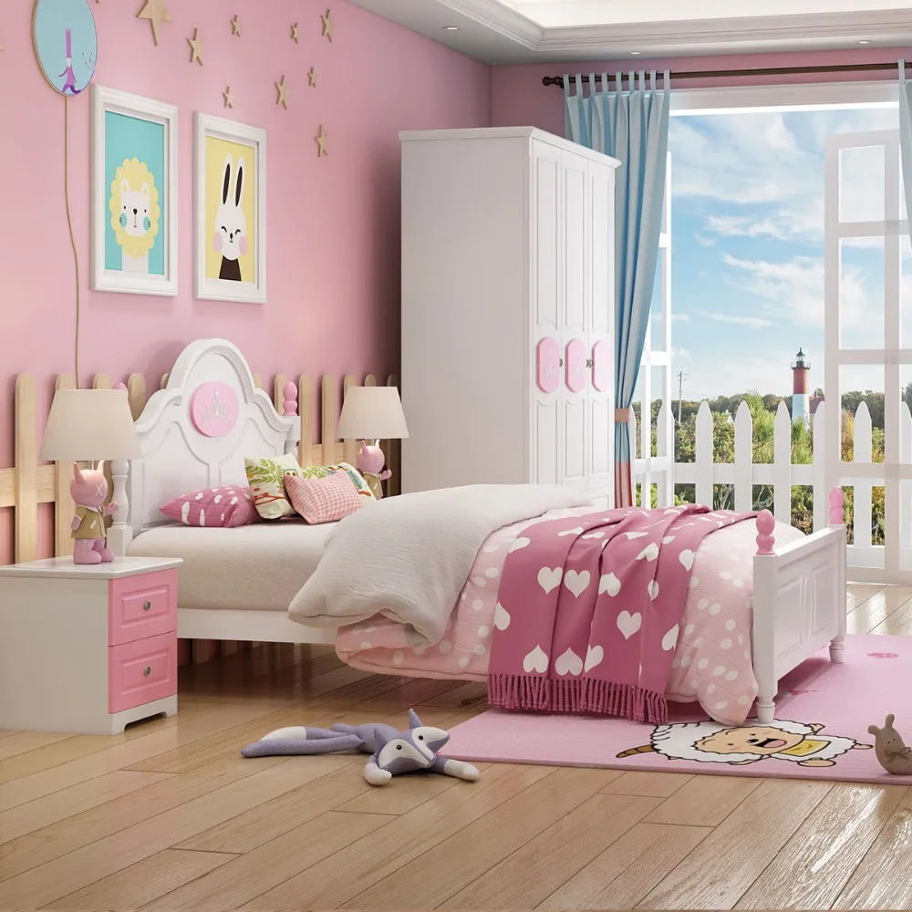 Children Beds kids Furniture pink solid wood kids beds child bed chambre bebe European style hot new pink girls beds