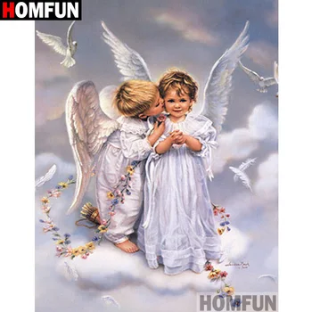 

HOMFUN Full Square/Round Drill 5D DIY Diamond Painting "Angel child" Embroidery Cross Stitch 3D Home Decor Gift A11302