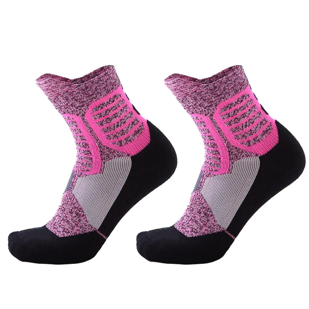 2 шт. гольфы для баскетбола носки для полотенец нескользящие спортивные носки дышащие утолщенные дезодорирующие теннисные носки - Цвет: pink