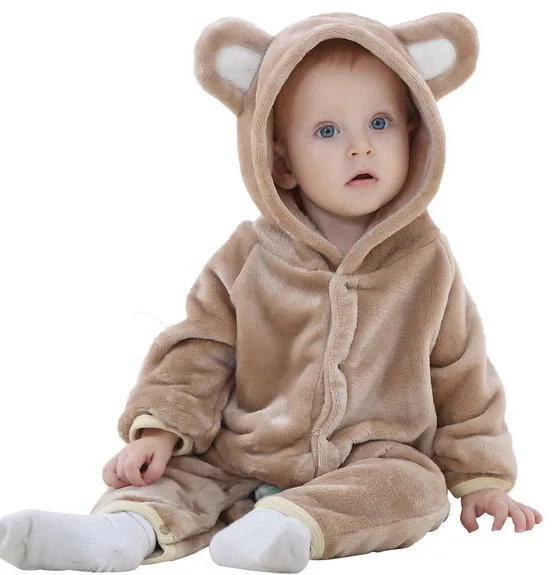 Cartoon Fleece Newborn Baby Clothes Animal Overall Menina Baby Costume Warm Longsleeve Baby
