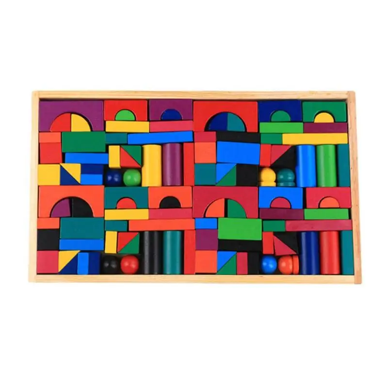 112pcs/Set Colorful Wooden Blocks Adult Kids Jigsaw Domino Games Sort Montessori Educational Creativity Toys Children Gift