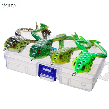 

DONQL 4/10/20pcs/ Set Artificial Soft Fishing Lure Long legs Frog 9.5cm 15g Silicone Bait Topwater Fishing Frog Kit Double Hooks