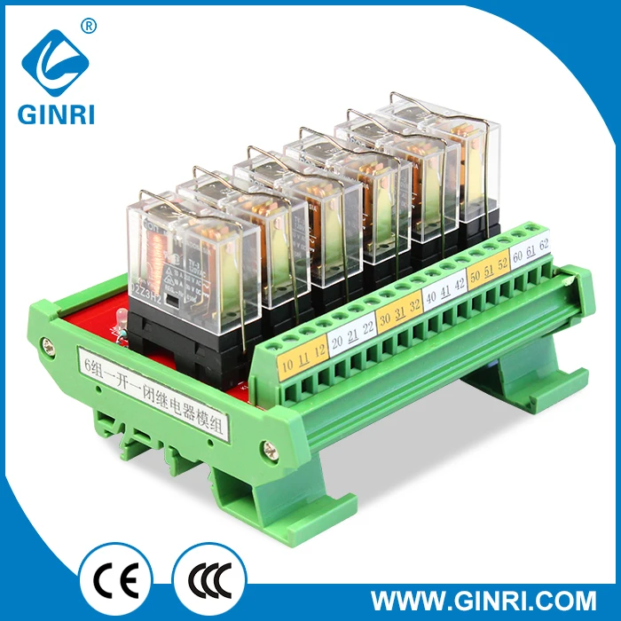 PLC I/O modules output relay module 6 channel amplifier board SPDT 12V 24V Omron relay Din Rail