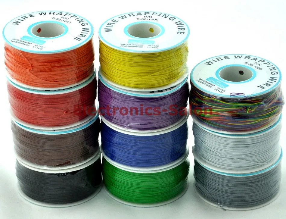 One Roll 30AWG Wire Wrapping Wire, Tinned Copper Solid, PVC insulation